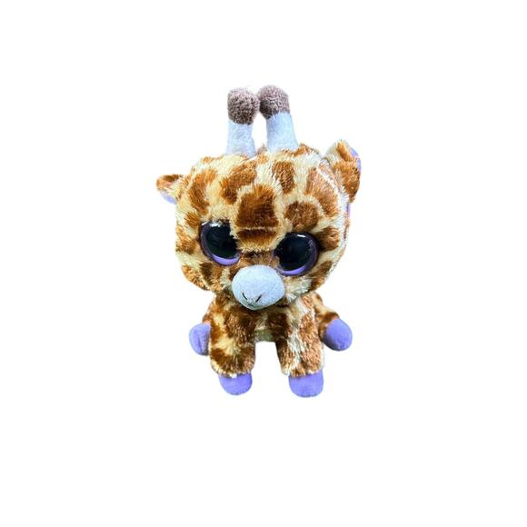 TY Ty Beanie Boo - SAFARI the 6" Giraffe Purple Tags & Purple Eyes with Tags - Picture 1 of 6